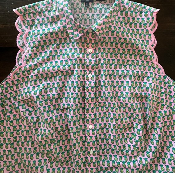Talbots Scallop Shirt Dancing Pineapple Top‎ Casual Non Iron Women's Size 22W - Picture 3 of 8